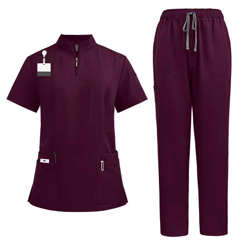 2024 New Hospital Medical Scrub Suits Uniform Women Men Scrubs Set Beauty Work Clothes Nurse Accessories Dental Surgery Suit