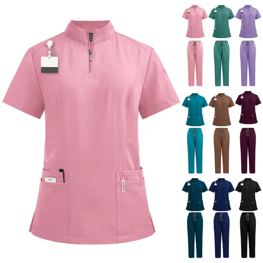 2024 New Hospital Medical Scrub Suits Uniform Women Men Scrubs Set Beauty Work Clothes Nurse Accessories Dental Surgery Suit