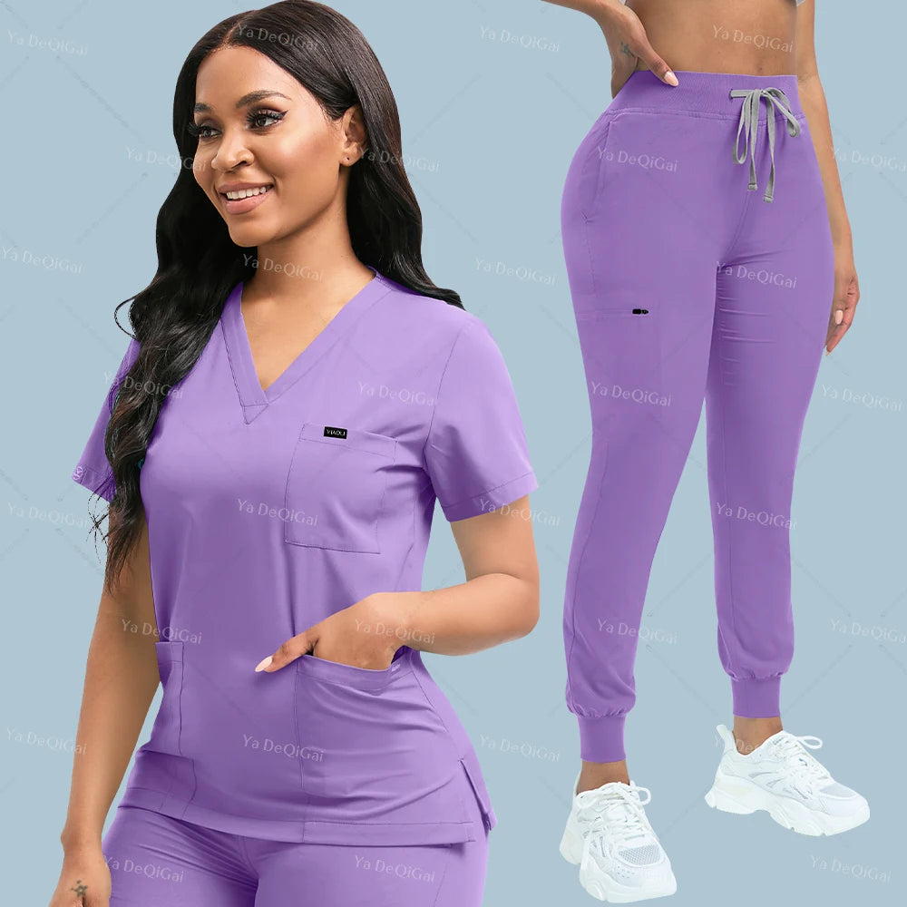 Slim Fit Medical Scrubs Uniform Women Scrub Sets Nursing Accessories Hospital Surgery Gowns Dental Clinic Beauty Salon Workwear