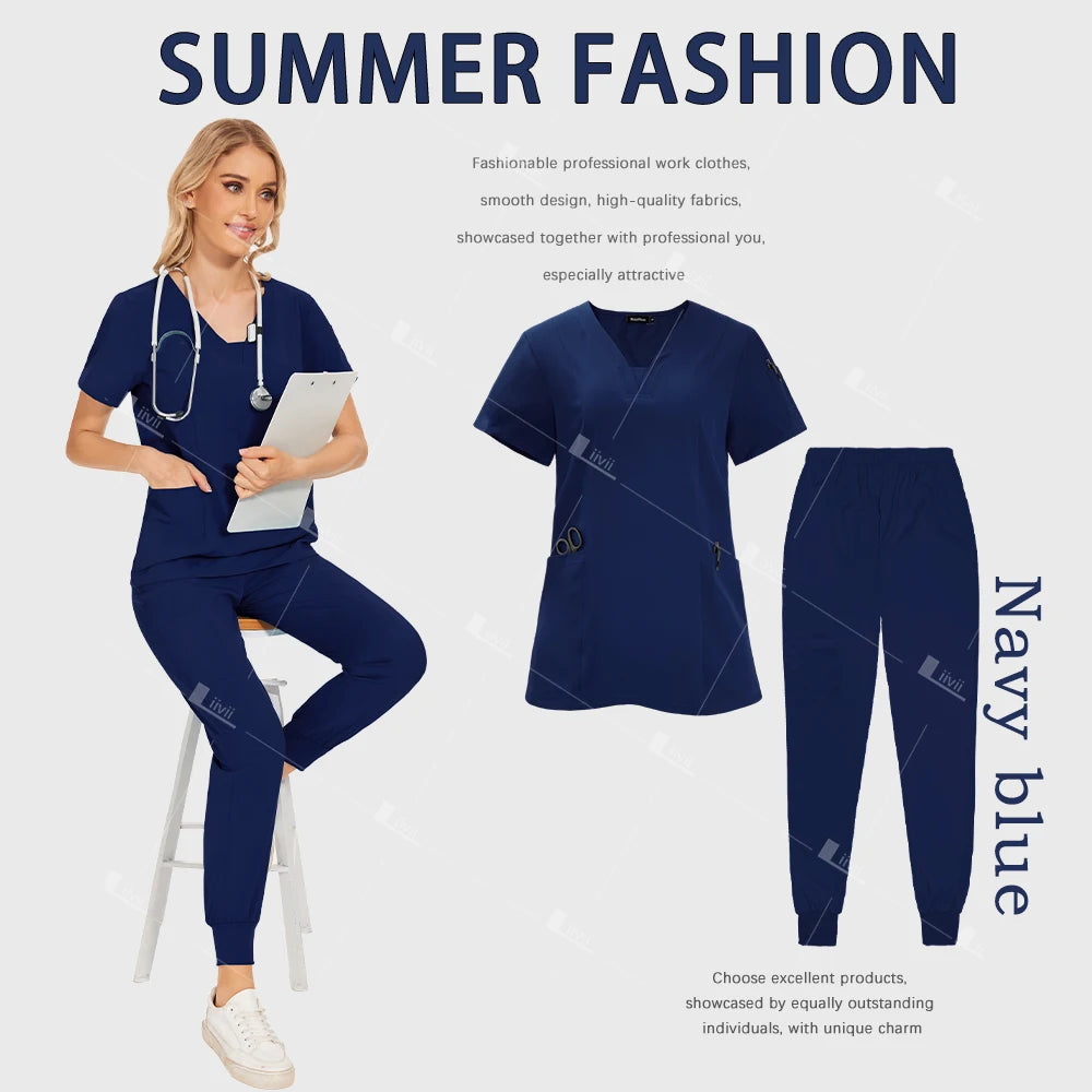 Wholesale Medical Uniforms Jogger Suit Doctor Nurse Scrubs Set Hospital Surgical Work Clothes Multicolor Women Wear Scrubs Suits