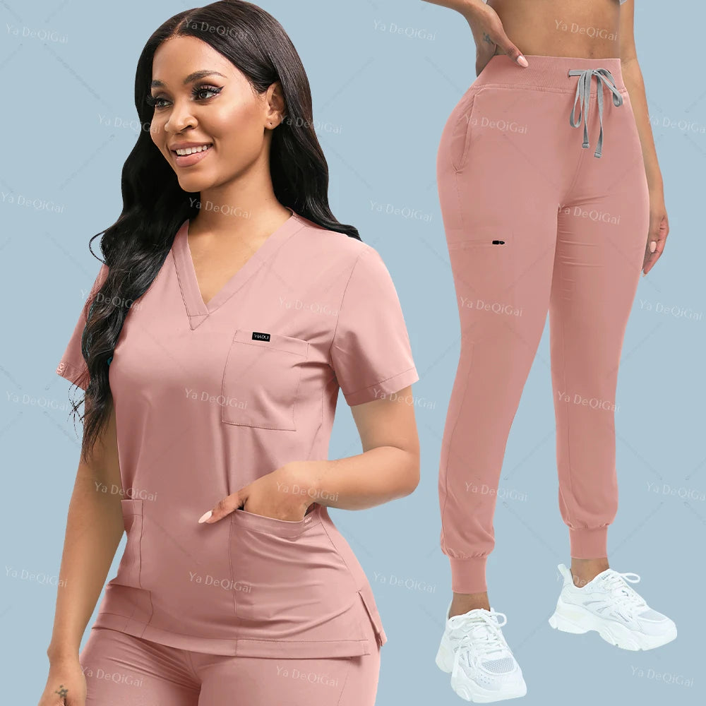 Slim Fit Medical Scrubs Uniform Women Scrub Sets Nursing Accessories Hospital Surgery Gowns Dental Clinic Beauty Salon Workwear