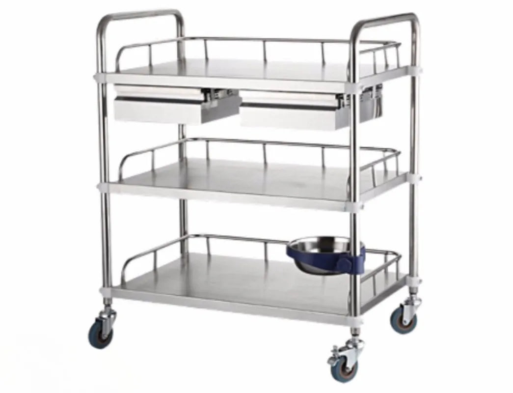Thickened Treatment Car Stainless Steel Instrument Table Nurse Aesthetic Care Surgery Storage Rack Dressing Change Trolley
