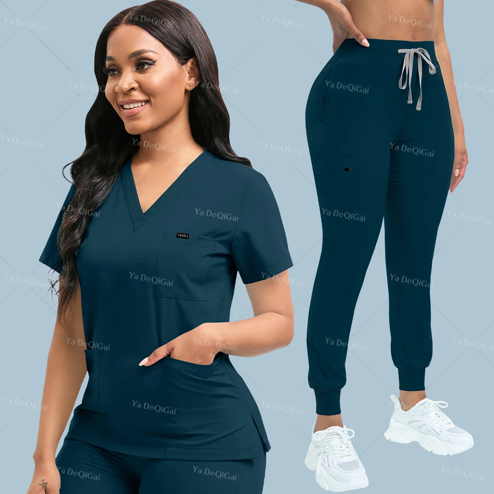 Slim Fit Medical Scrubs Uniform Women Scrub Sets Nursing Accessories Hospital Surgery Gowns Dental Clinic Beauty Salon Workwear