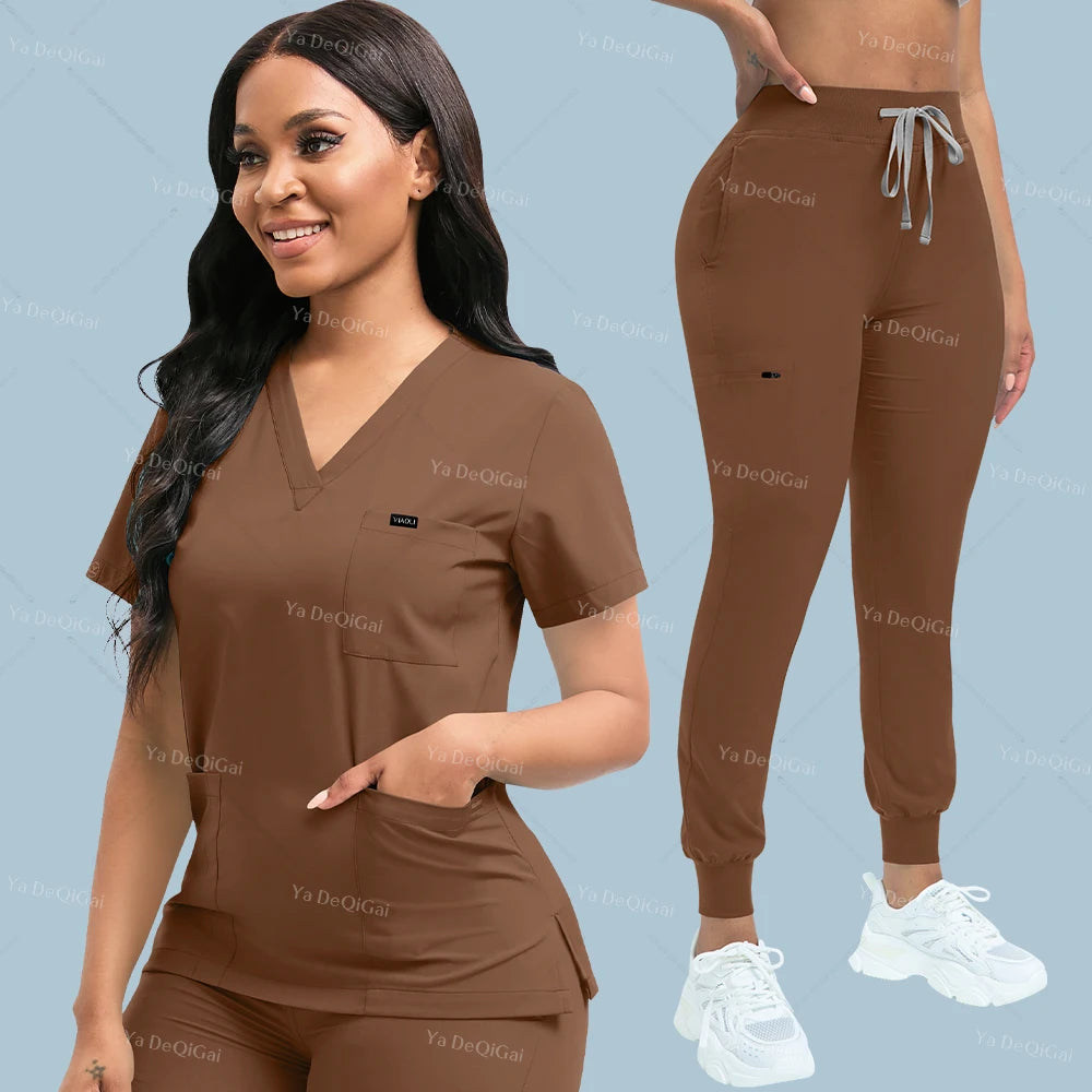 Slim Fit Medical Scrubs Uniform Women Scrub Sets Nursing Accessories Hospital Surgery Gowns Dental Clinic Beauty Salon Workwear