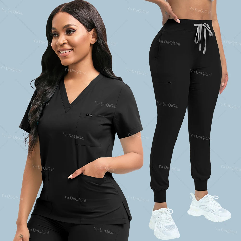 Slim Fit Medical Scrubs Uniform Women Scrub Sets Nursing Accessories Hospital Surgery Gowns Dental Clinic Beauty Salon Workwear