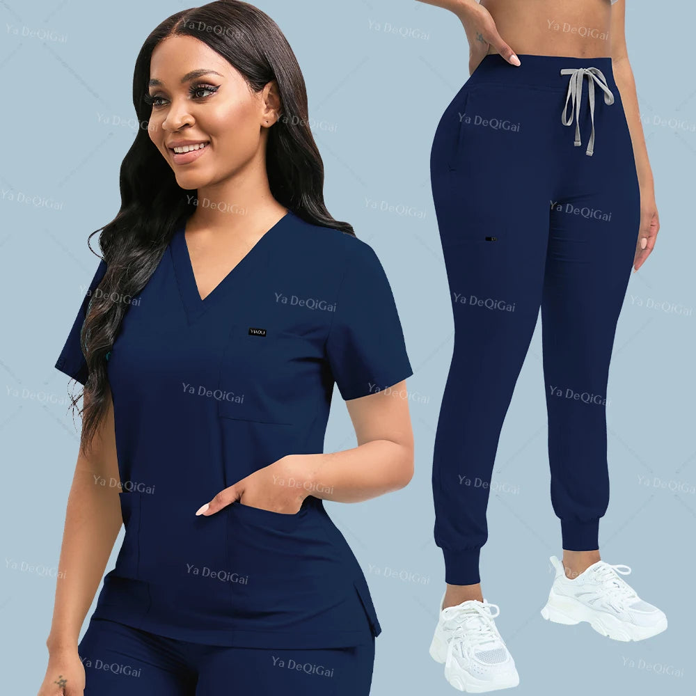 Slim Fit Medical Scrubs Uniform Women Scrub Sets Nursing Accessories Hospital Surgery Gowns Dental Clinic Beauty Salon Workwear