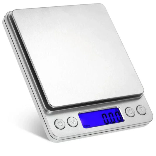 Pocket Case Digital Scale Electronic Weight Scales 3kg 0.1g / 500g 0.01g  Jewelry Scale Food Kitchen Balance Silver With 2 Tray