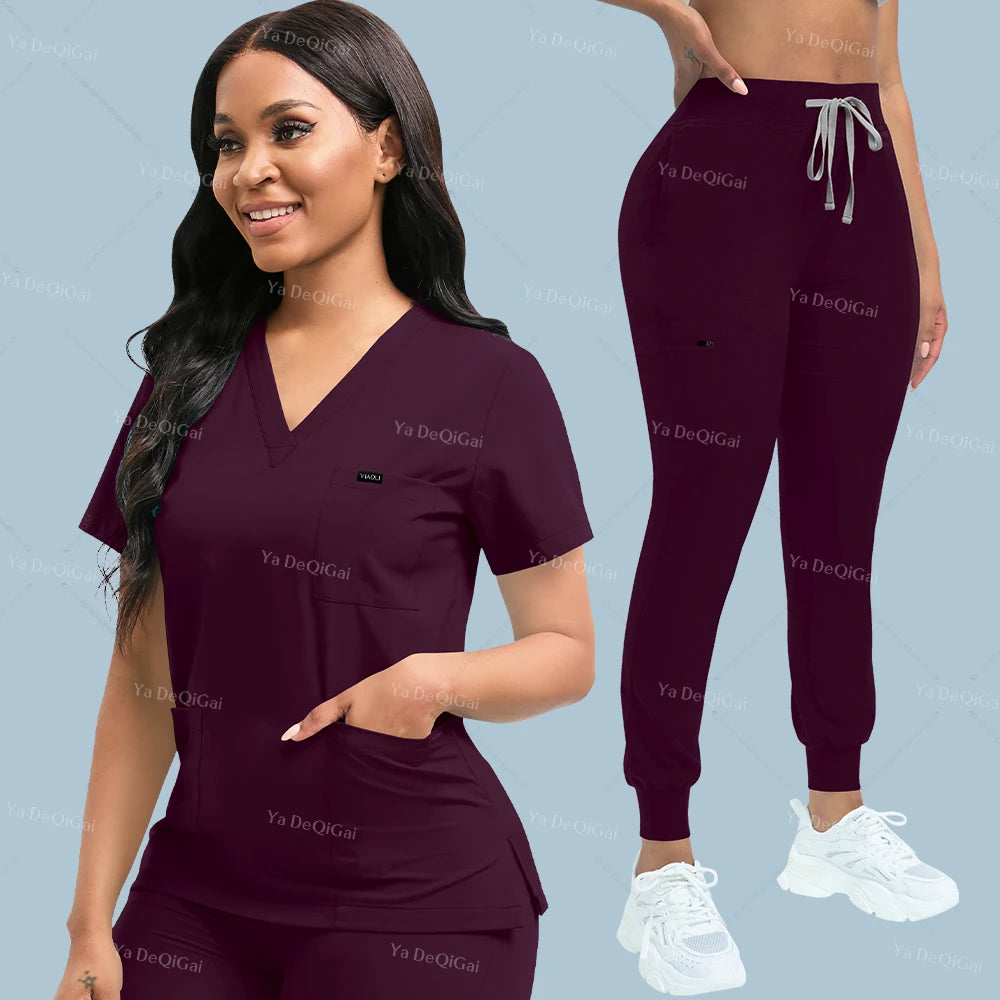 Slim Fit Medical Scrubs Uniform Women Scrub Sets Nursing Accessories Hospital Surgery Gowns Dental Clinic Beauty Salon Workwear