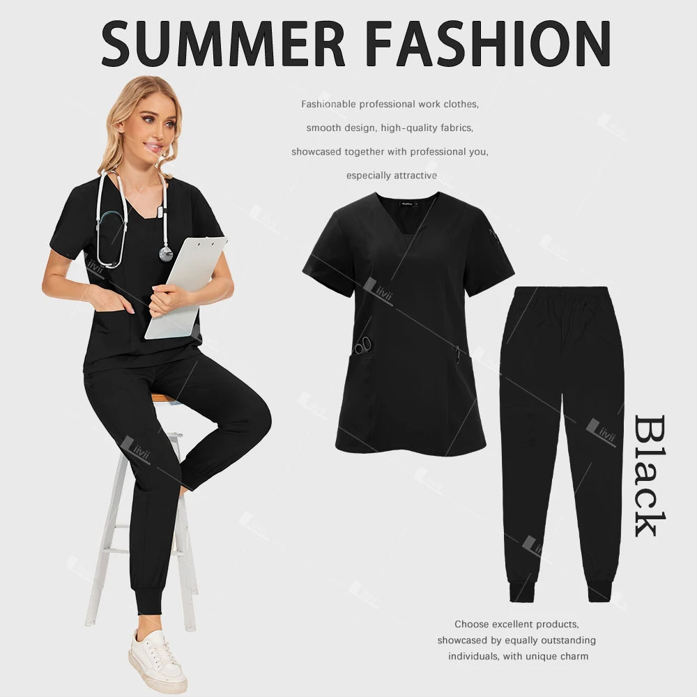 Wholesale Medical Uniforms Jogger Suit Doctor Nurse Scrubs Set Hospital Surgical Work Clothes Multicolor Women Wear Scrubs Suits