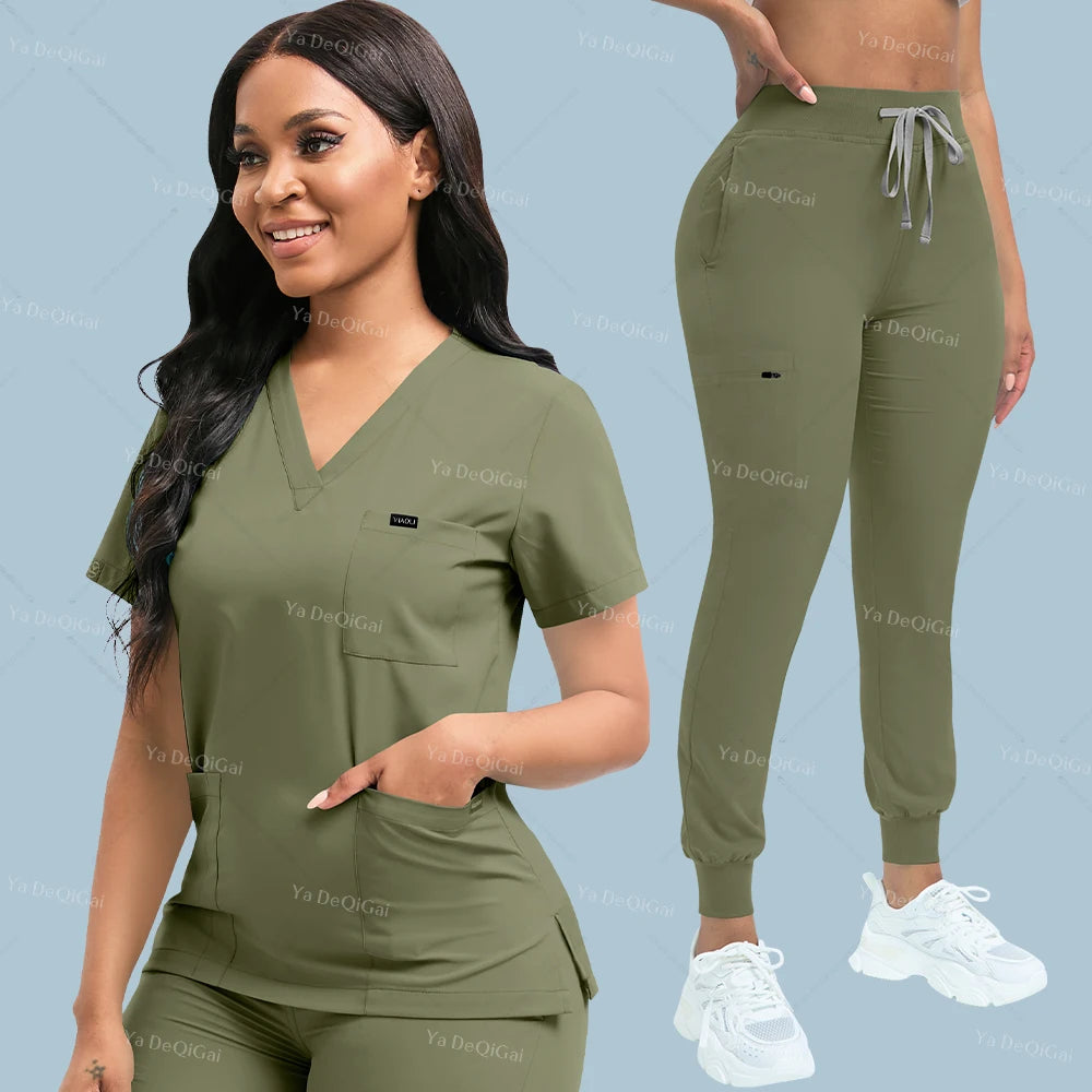 Slim Fit Medical Scrubs Uniform Women Scrub Sets Nursing Accessories Hospital Surgery Gowns Dental Clinic Beauty Salon Workwear