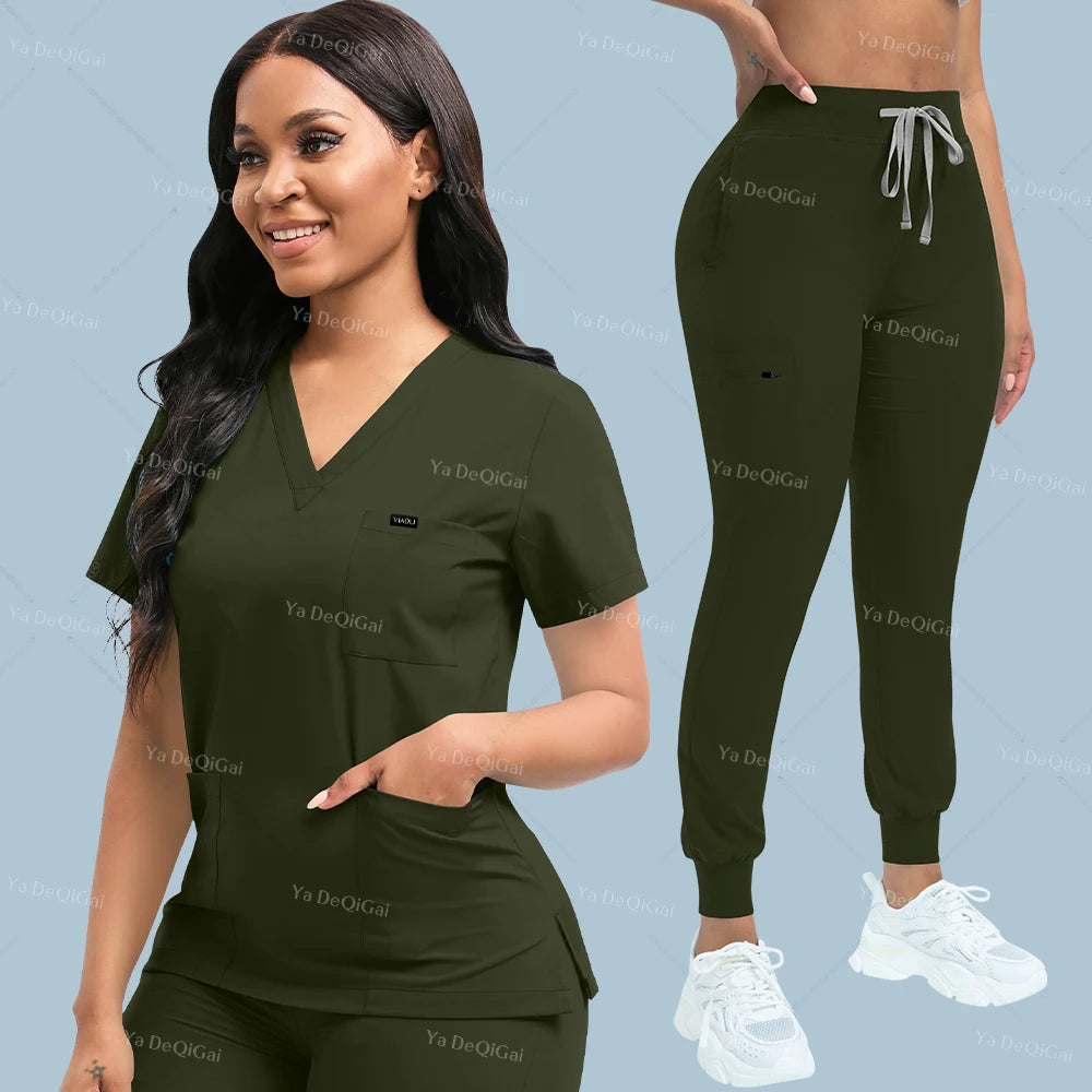 Slim Fit Medical Scrubs Uniform Women Scrub Sets Nursing Accessories Hospital Surgery Gowns Dental Clinic Beauty Salon Workwear