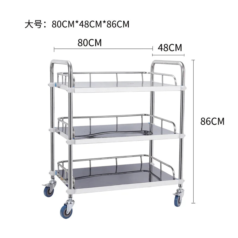 Thickened Treatment Car Stainless Steel Instrument Table Nurse Aesthetic Care Surgery Storage Rack Dressing Change Trolley
